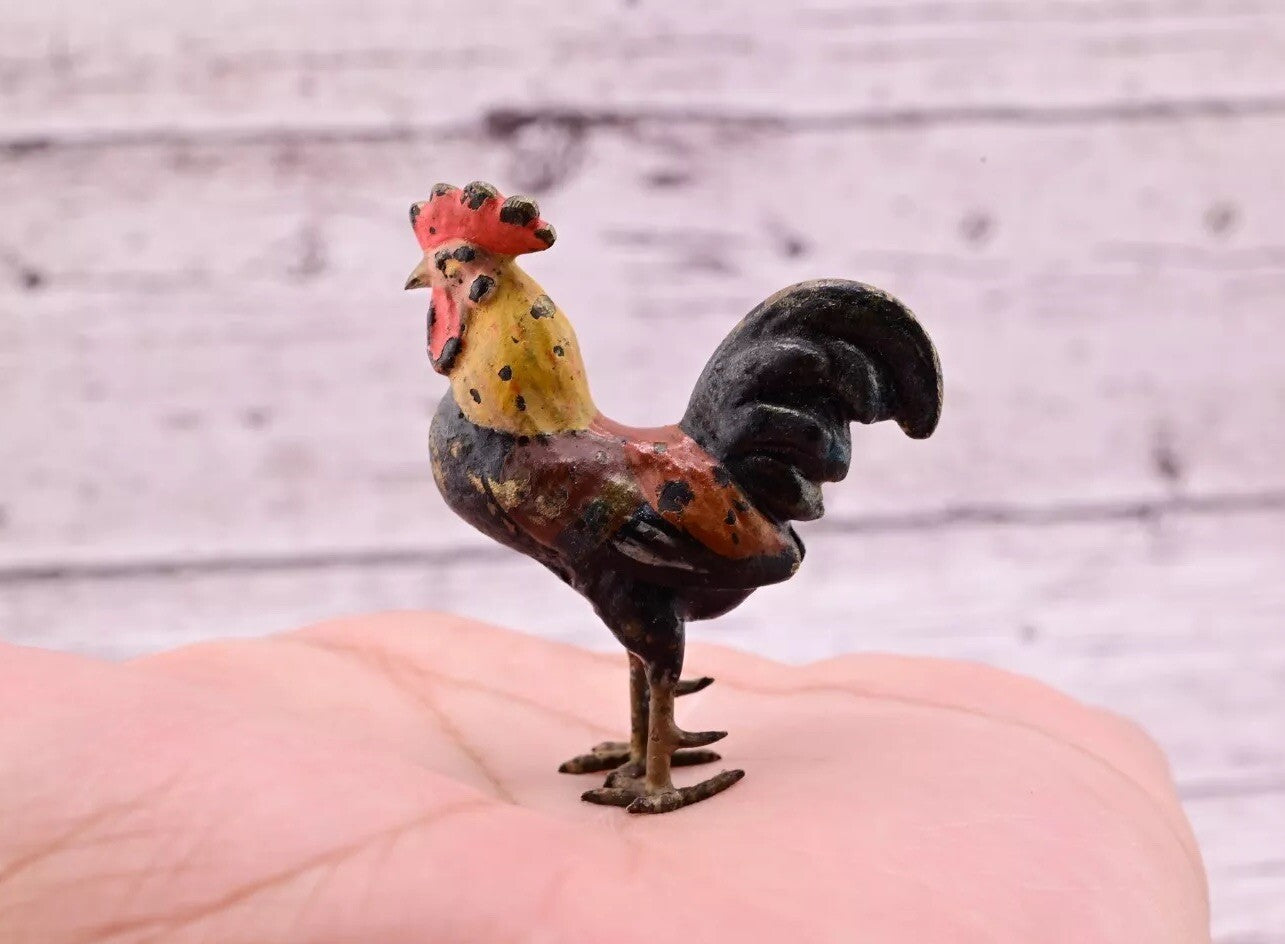 Superb Antique Austrian Vienna Original Bronze Finish Figure of Colorful Rooster4