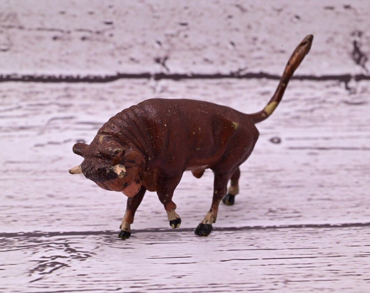 Beautiful Antique Austrian Vienna Cold Painted Bronze Figure of Fierce Bull3