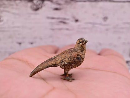Amazing Antique Austrian Vienna Cold Painted Bronze Figure of Tiny Pheasant2