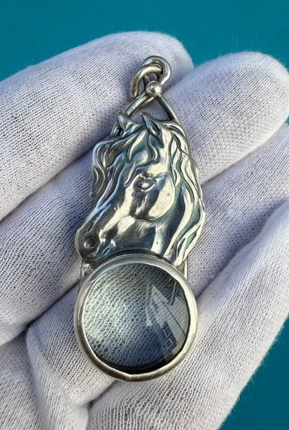 Elegant Vintage Signed Sterling Silver Southwest Jewelers Loupe W/ Horse2
