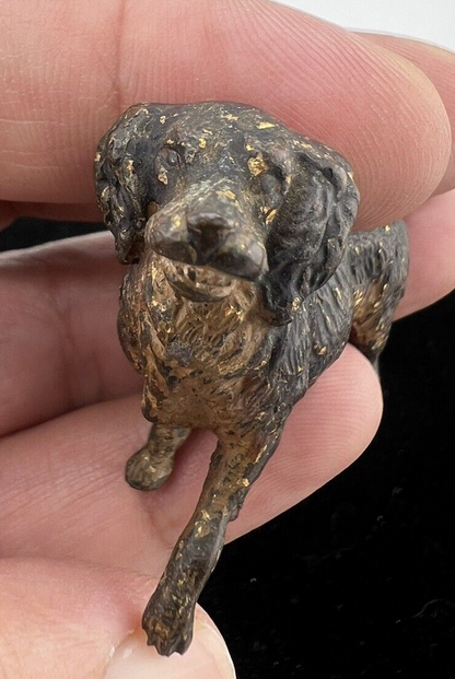 Antique Early 1900s Austrian Vienna Cold Painted Solid Bronze Black Labrador Dog6