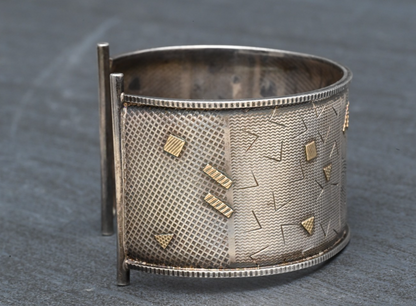 Retro Geometric Design Sterling Silver & 14K Cuff Bracelet by KIMBERLY KEYWORTH7