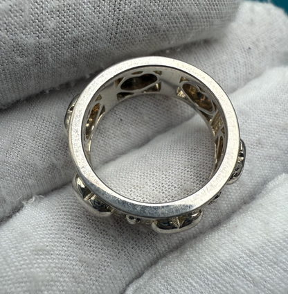 Lovely Sterling Silver Eternity Ring with Puffy Hearts Signed ECCLISSI5