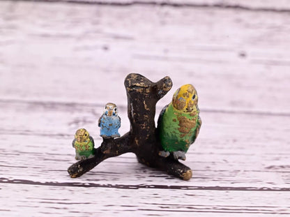 Gorgeous Antique Austrian Vienna Cold Painted Bronze Figure of Parakeet Family ￼6