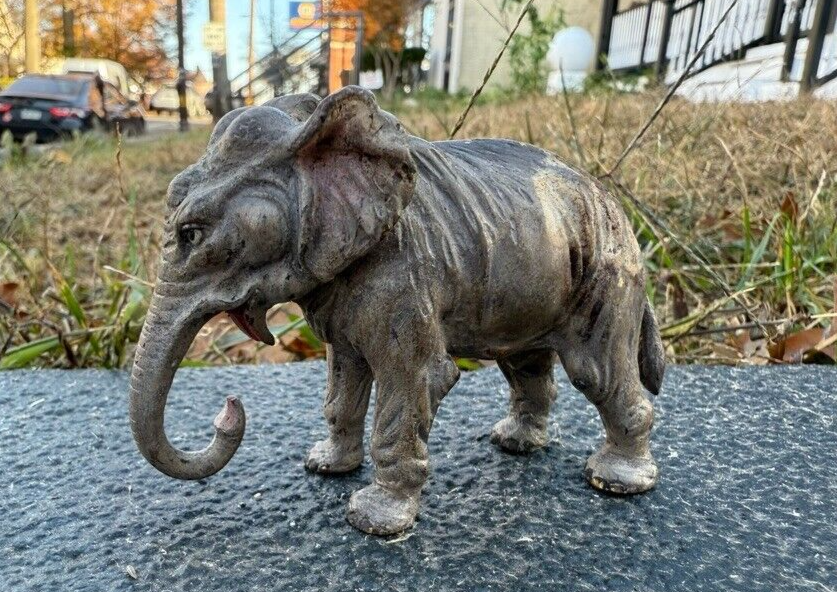 Highly Detailed Antique Austrian Vienna Cold Painted Bronze Figure of Elephant1