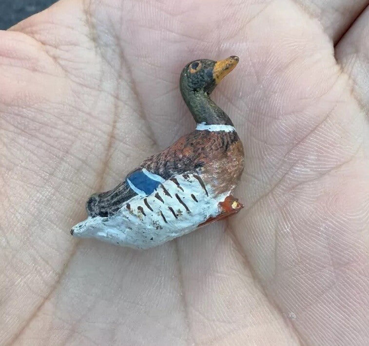 Antique Austrian Vienna Cold Painted Bronze Figure of Miniature Duck1