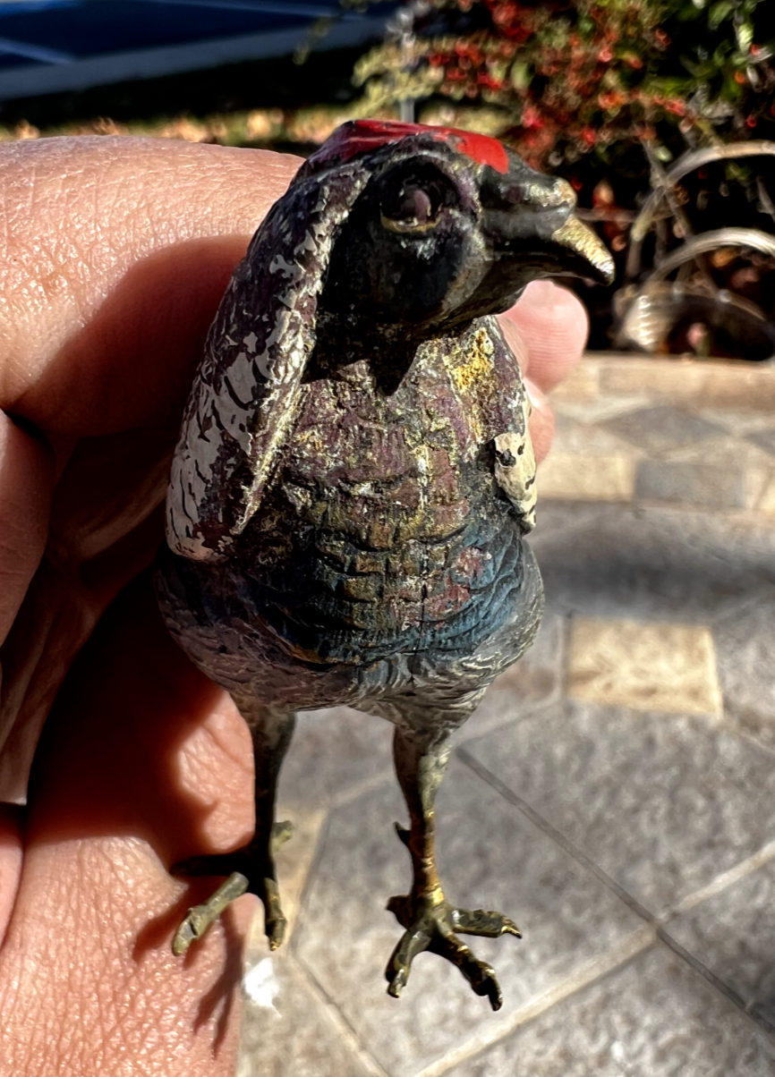 Antique Austrian Vienna Cold Painted Bronze Figure of Amherst Pheasant12