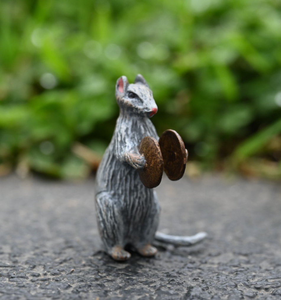 Fritz Bermann Austrian Vienna Cold Painted Bronze Mouse / Rat Playing the Cymbal0
