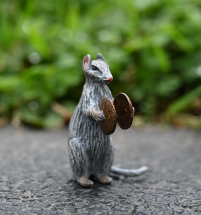 Fritz Bermann Austrian Vienna Cold Painted Bronze Mouse / Rat Playing the Cymbal0
