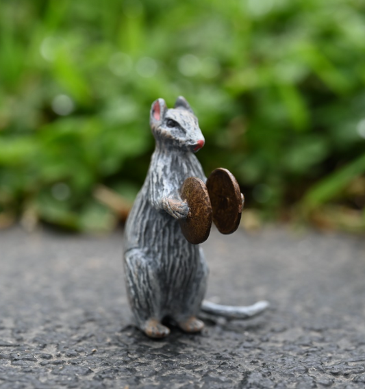 Fritz Bermann Austrian Vienna Cold Painted Bronze Mouse / Rat Playing the Cymbal0