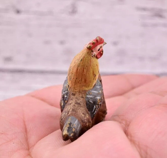 Beautiful Antique Austrian Vienna Cold Painted Bronze Figure of Miniature Hen7