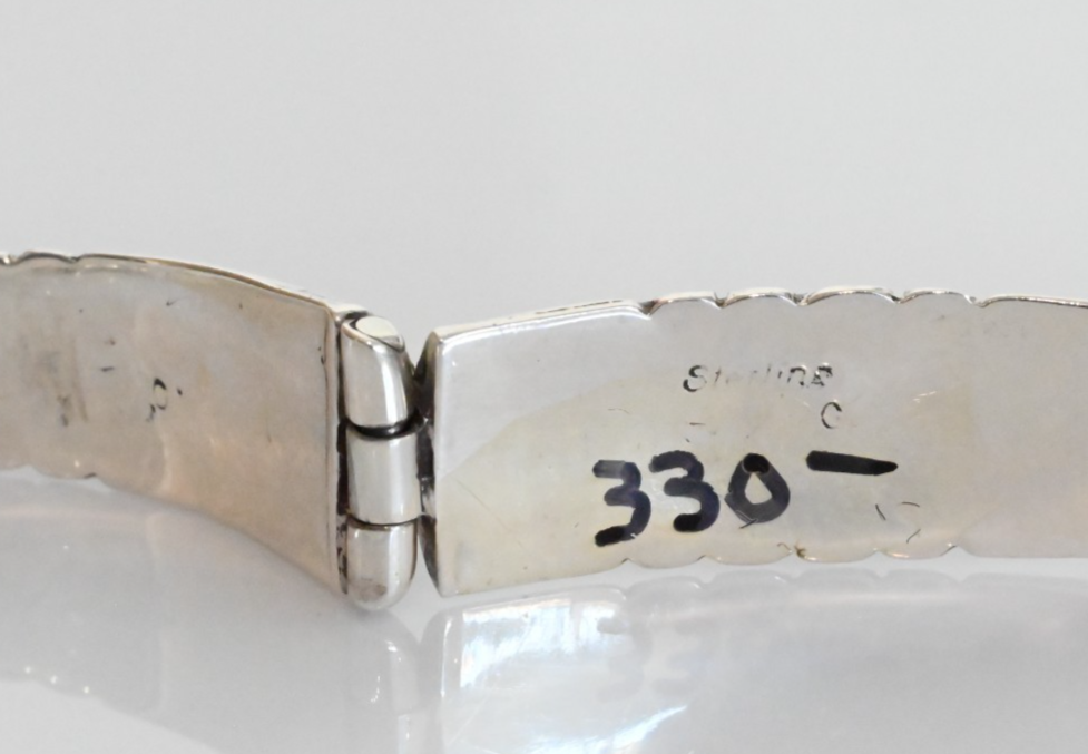 Vintage Native American Sterling Silver Cuff Bracelet Tigers Eye Mosaic Design3
