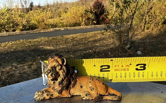 Antique Austrian Vienna Cold Painted Bronze Figure of Resting Lion0