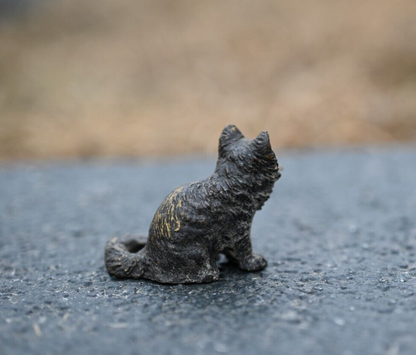 Serious Faced Antique Austrian Vienna Cold Painted Bronze Figure of Small Cat3
