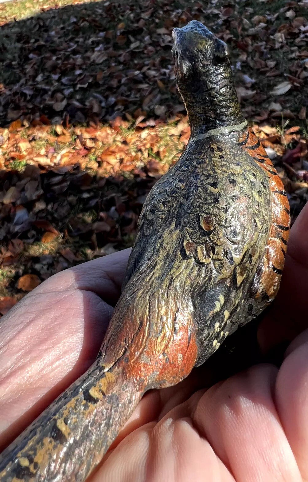 Gorgeous Large Antique Austrian Vienna Cold Painted Bronze Figure of Pheasant10