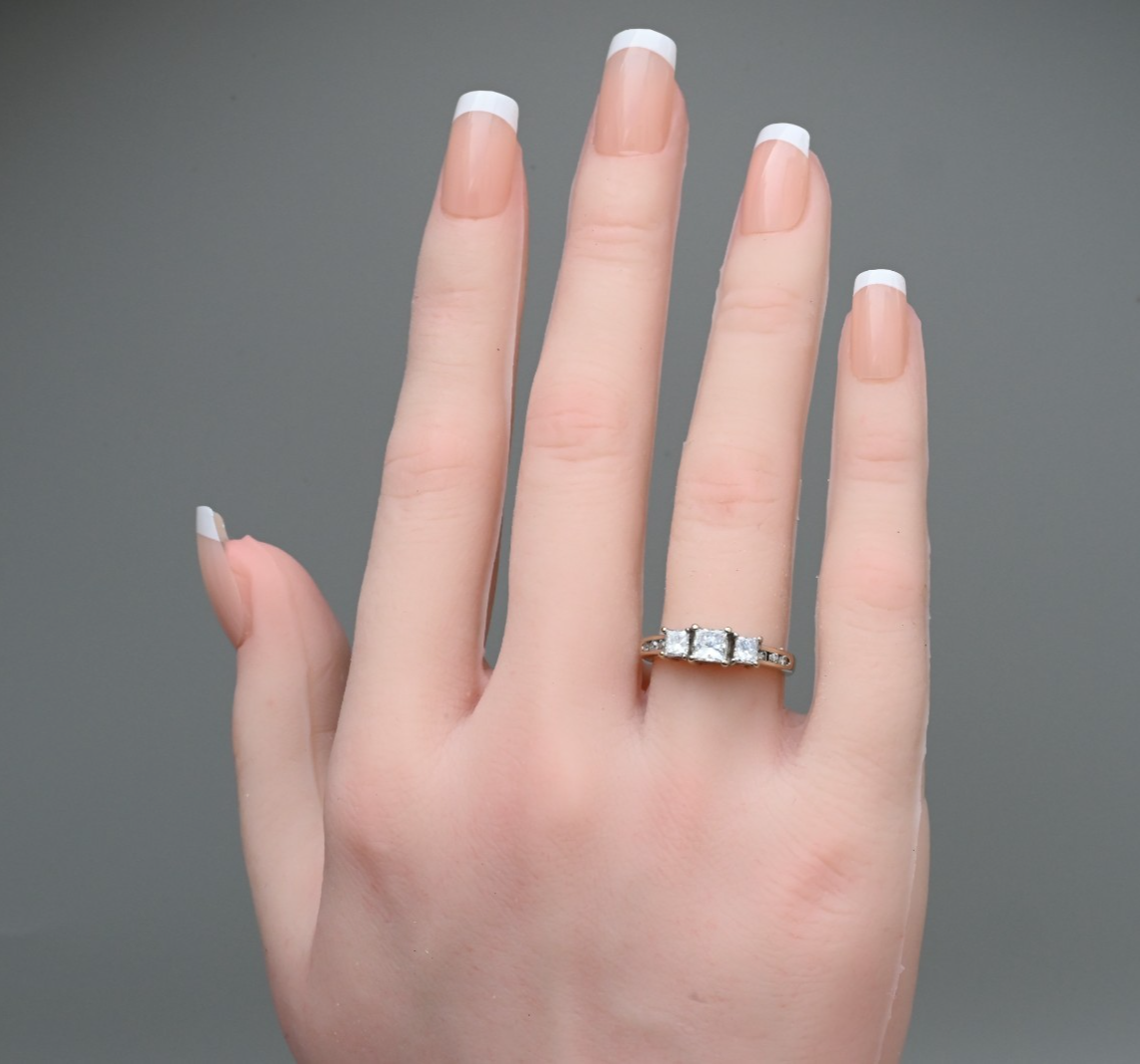 Princess Cut Diamond Three-stone Engagement Ring Crafted in 14k Two Tone Gold2