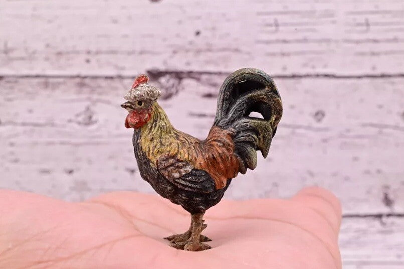 Original & Beautiful Antique Austrian Vienna Cold Painted Bronze of Rooster8