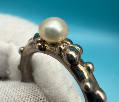 Vintage Sterling Silver Ring with Cultured Pearl by Michael Dawkins2