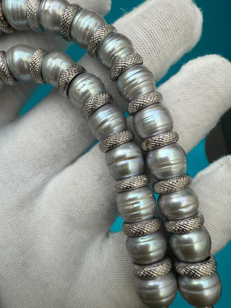 Wonderful Vintage Italian Sterling Silver & Cultured Pearl Necklace6