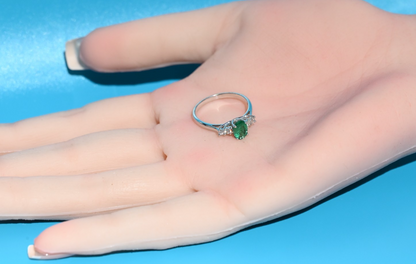 Superb 18K White Gold Ring with Oval Emerald Center Stone and Side Diamonds14