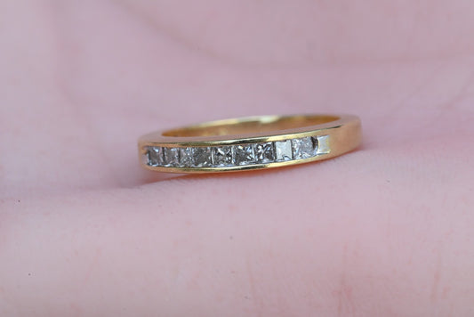 Gorgeous Princess Cut Channel Set Natural Diamond Band in 14K Yellow Gold0