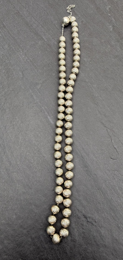 Gorgeous Textured Sterling Silver Beaded Necklace0