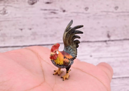 Early Antique Austrian Vienna Cold Painted Bronze Figure of Miniature Rooster8
