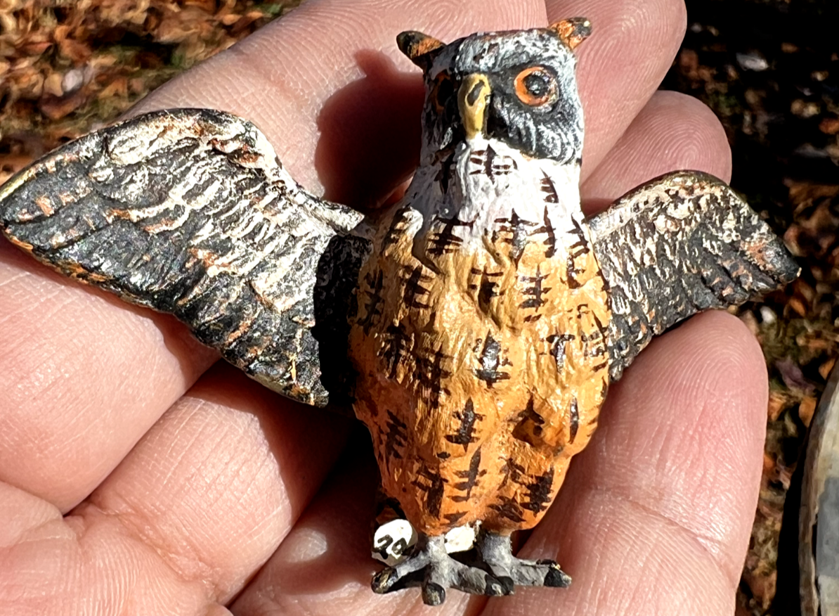 Antique Austrian Vienna Cold Painted Bronze Figure of Owl9