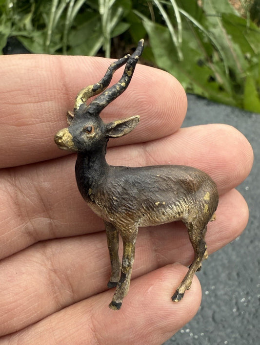 Lovely Antique Austrian Vienna Cold Painted Bronze Figure of Antelope / Gazelle0
