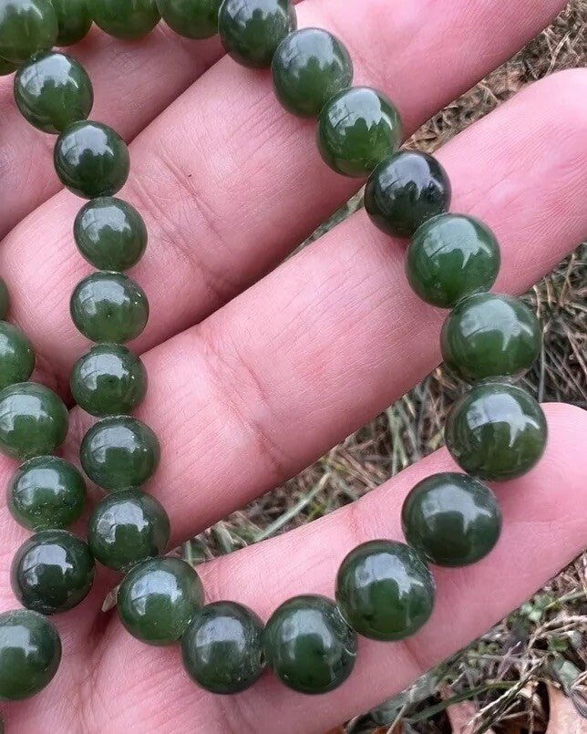 Gorgeous Antique / Vintage Spinach Natural Green Jade Beaded Necklace4