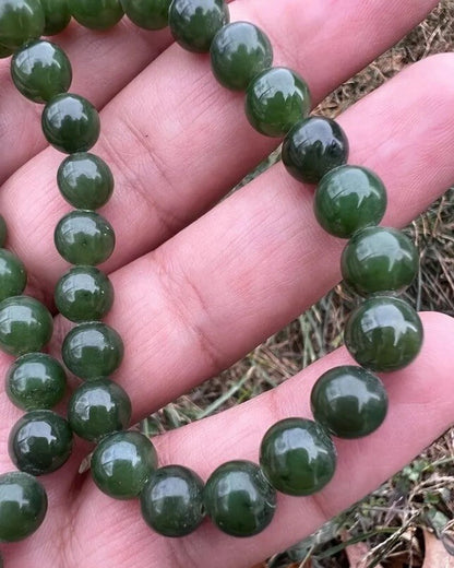Gorgeous Antique / Vintage Spinach Natural Green Jade Beaded Necklace4