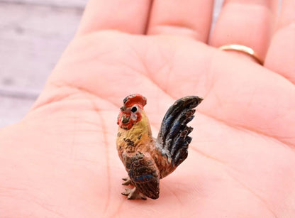 Original & Beautiful Antique Austrian Vienna Cold Painted Bronze of Tiny Rooster5