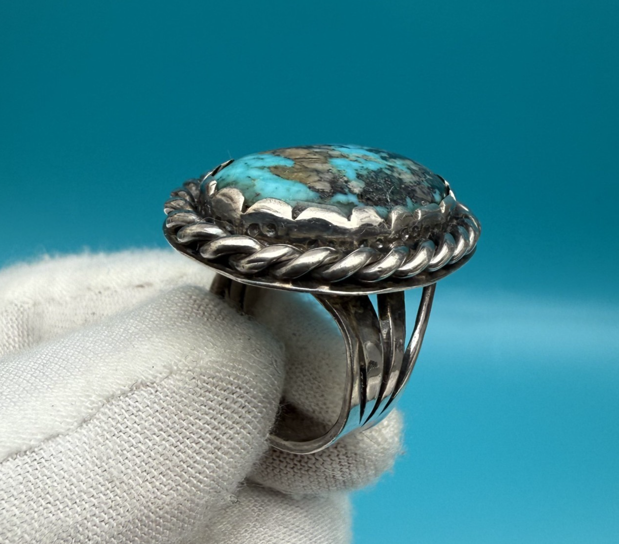 Fantastic Handmade Native American Sterling Silver & Turquoise Ring4