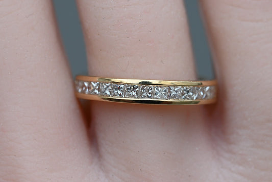 Lovely 14K Yellow Gold Channel-set Band featuring Princess-cut Natural Diamonds0