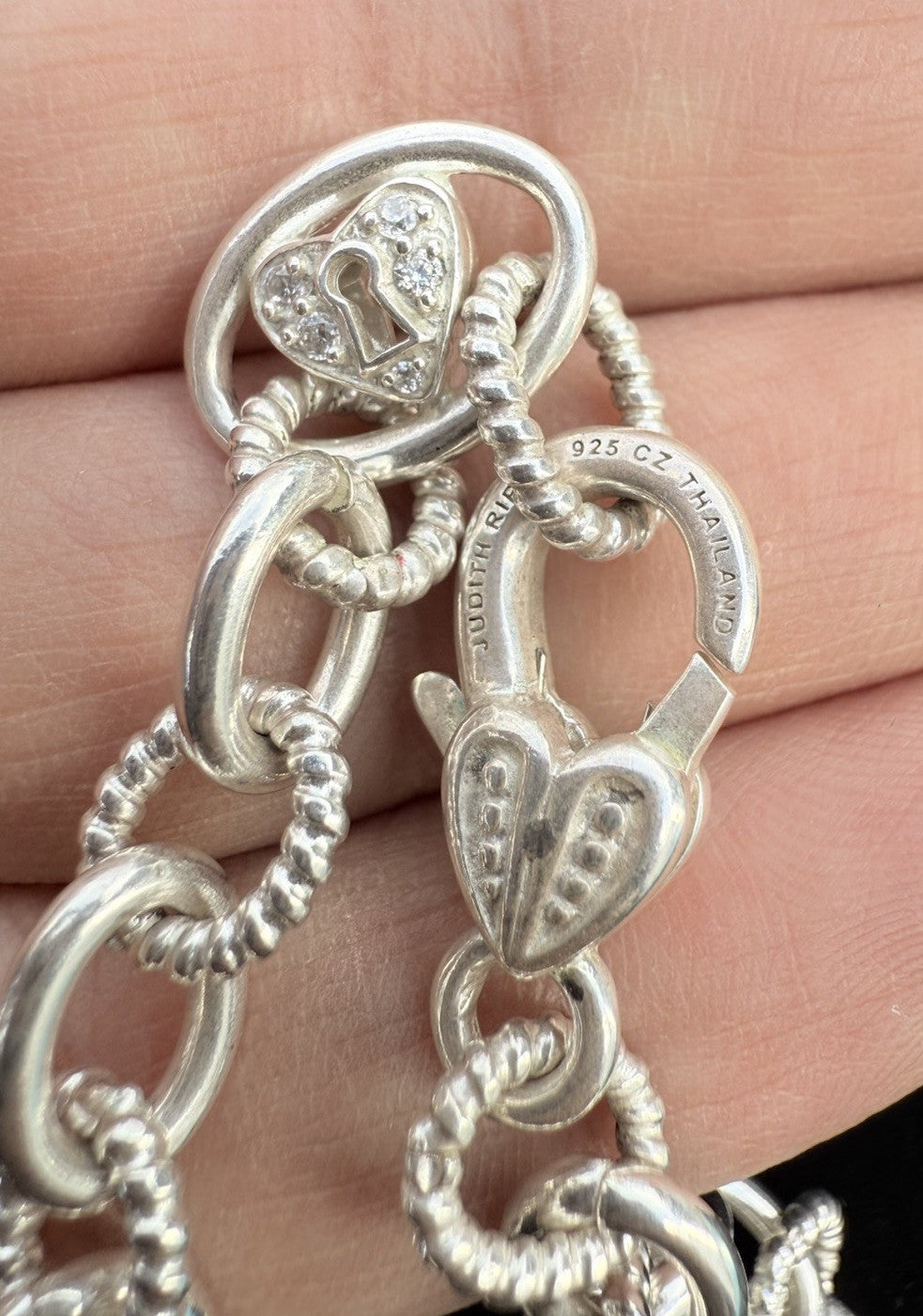 Genuine Judith Ripka Sterling Silver Textured Link Chain Necklace3