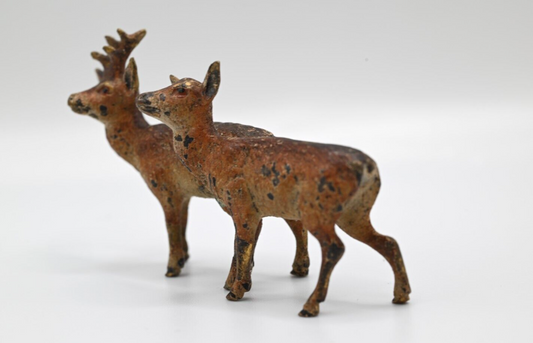 Lovely Antique Austrian Vienna Cold Painted Bronze Figure of Male / Female Deer1
