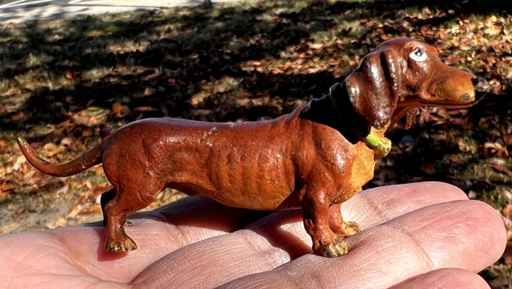 Gorgeous Antique Austrian Vienna Cold Painted Bronze Figure of  Dachshund Dog0
