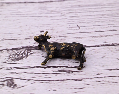 Small Early Antique Cold Painted Austrian Vienna Bronze Black Bull7