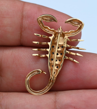 Lovely Yellow Gold Scorpion Brooch Pin with Natural Sapphire Accents4