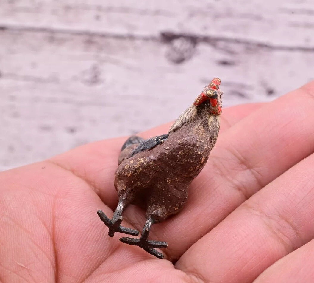 Wonderful Antique Austrian Vienna Cold Painted Bronze Figure of Brown Hen14