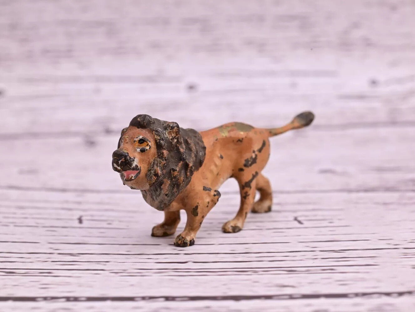Well Detailed Antique Austrian Vienna Cold Painted Bronze Figure of Small Lion3