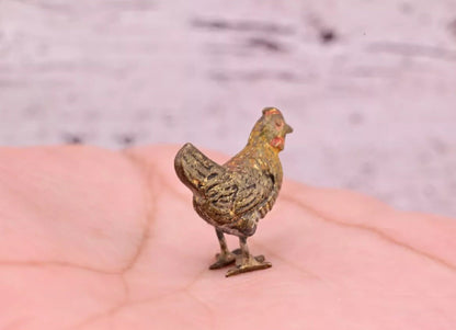 Detailed Antique Austrian Vienna Cold Painted Bronze Figure of Miniature Chicken2