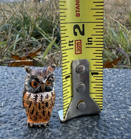 Gorgeous Antique Austrian Vienna Cold Painted Bronze Figure of Orange Owl1