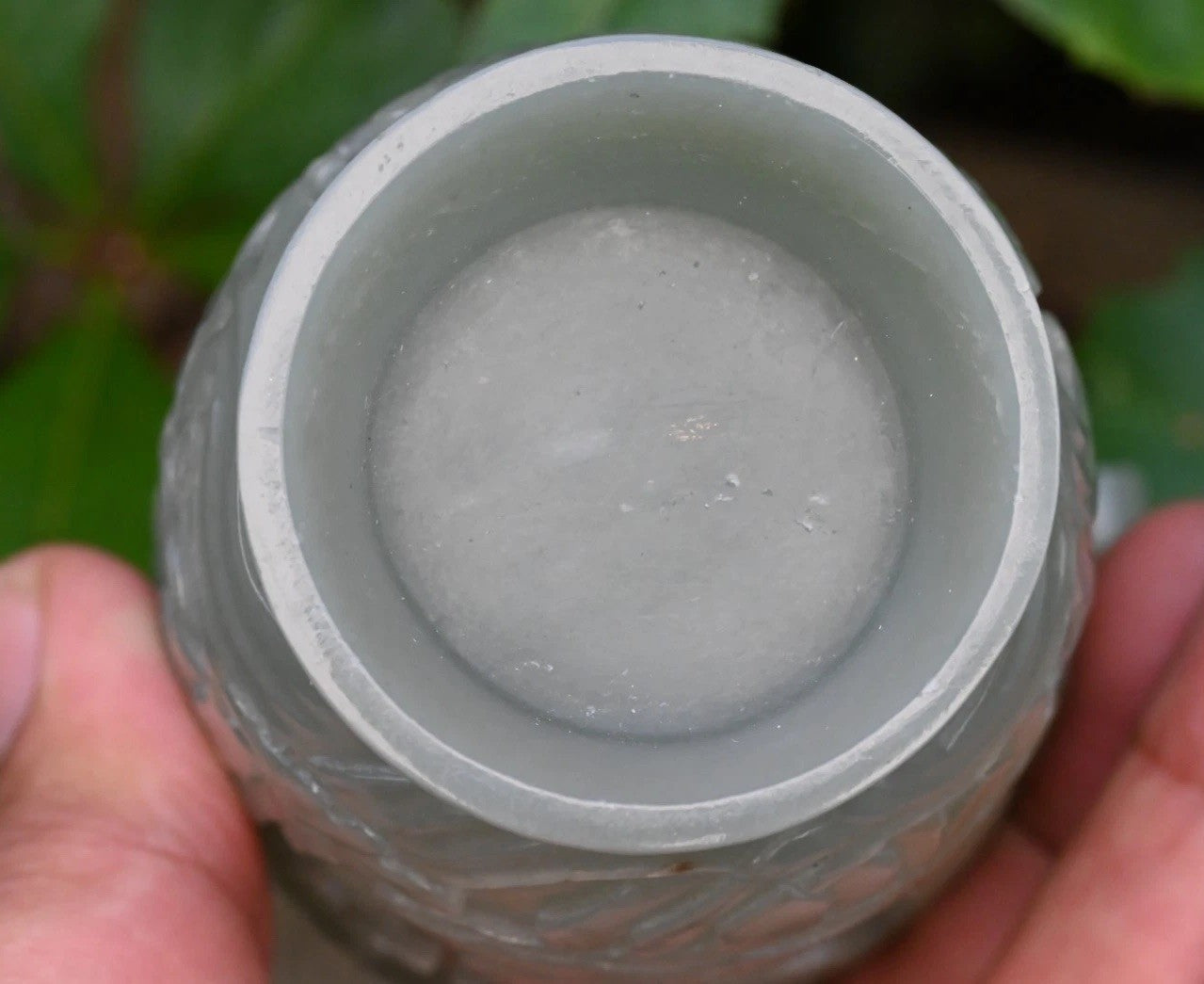 Beautiful Mid-20th C. Chinese Light Green Jade Lidded Vase With Carved People13