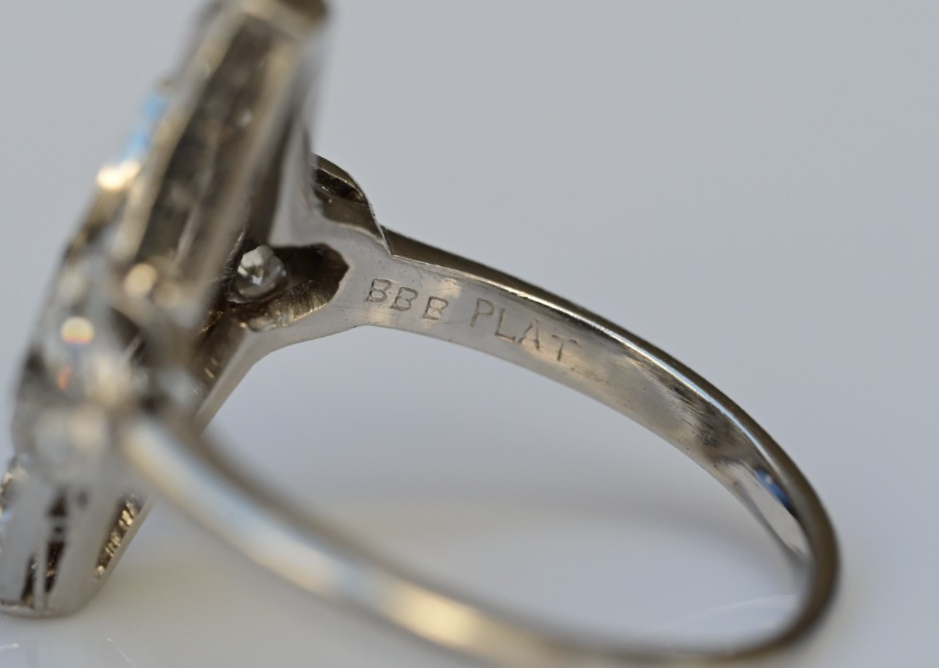 Petite Antique 1900s Art Deco Period Platinum Ring w VS Diamonds IGI Certified4
