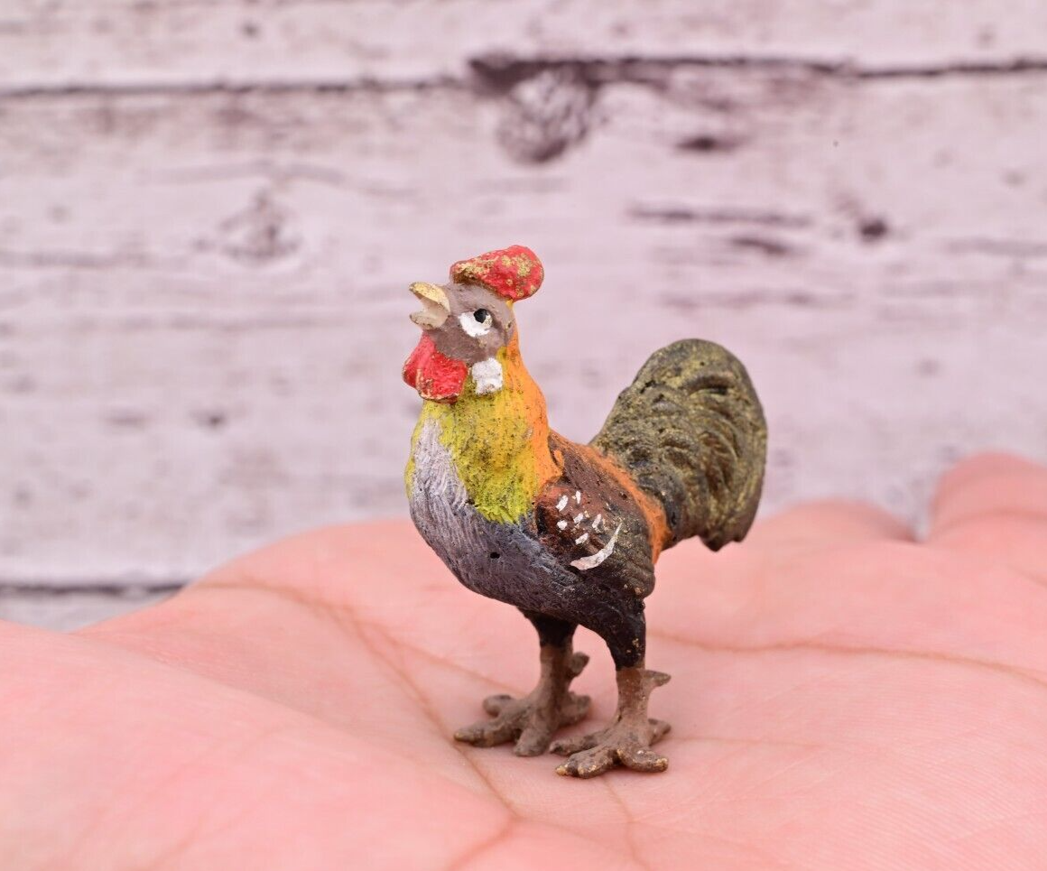 Gorgeous Antique Austrian Vienna Cold Painted Bronze Figure of Rooster7