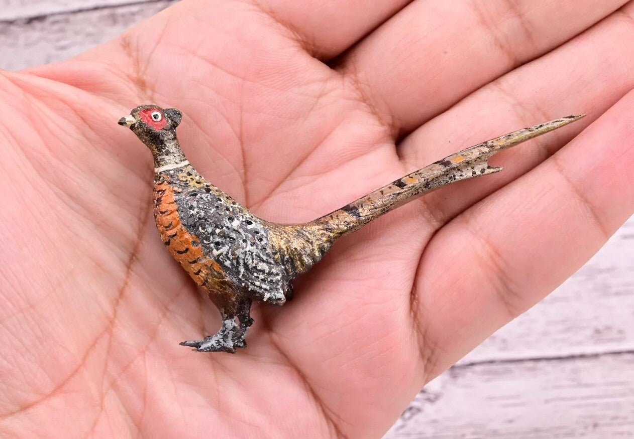 Amazing Antique Austrian Vienna Cold Painted Bronze Figure of Ring Neck Pheasant6