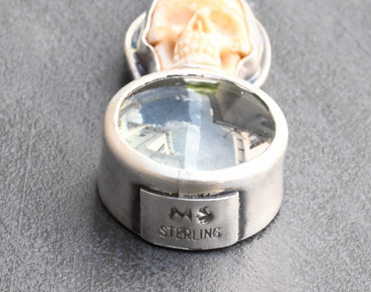 Awesome Signed Sterling Silver & Human Skull Design Southwest Jewelers Loupe3