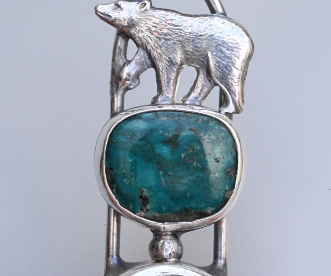 Vintage Signed Sterling Silver & Southwest Style Jewelers Loupe with Bear3