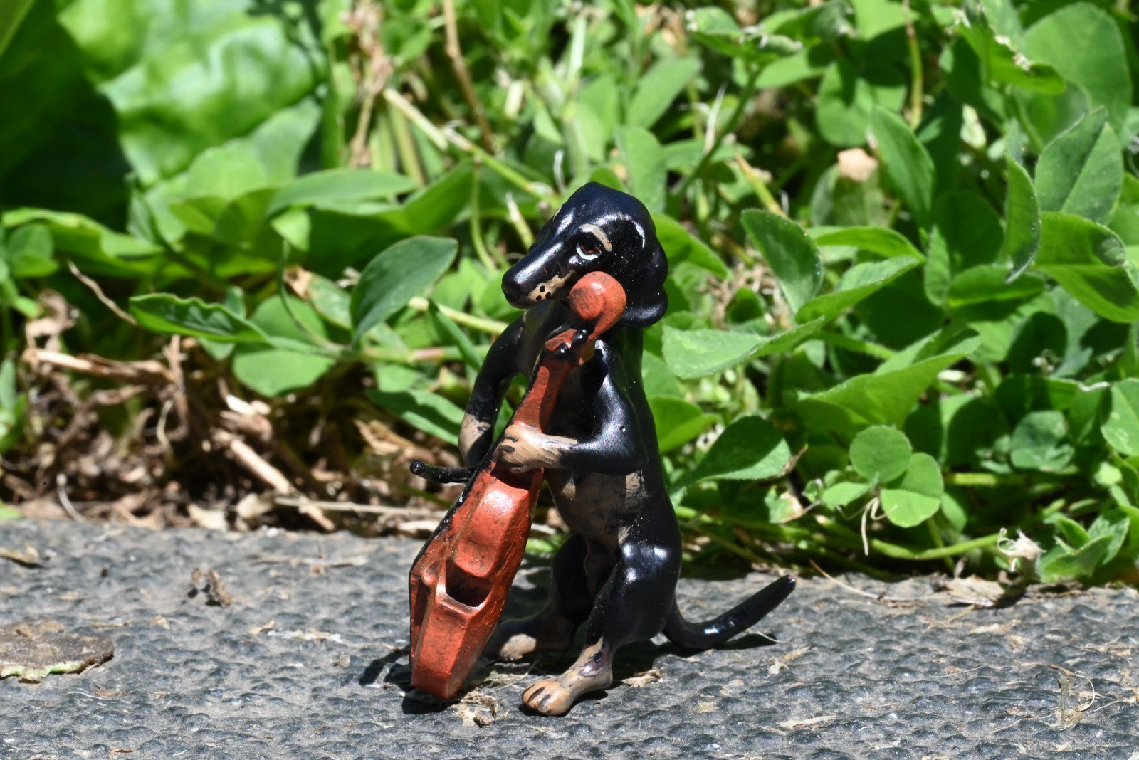 Fritz Bergmann  Austrian Vienna Cold Painted Bronze Musical Dachshund w/ Cello1